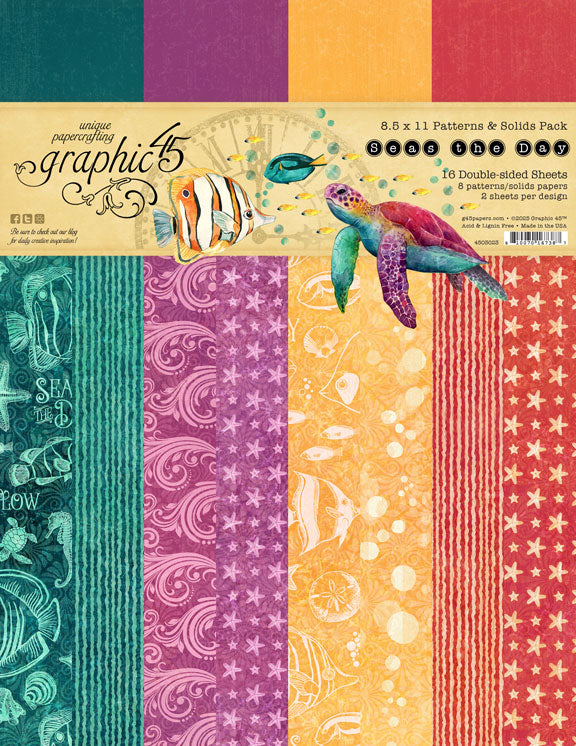 Graphic 45 - Seas the Day - 8.5 x 11 Patterns & Solids Pack