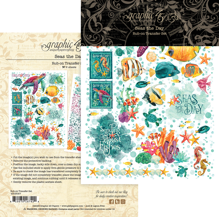 Graphic 45 - Seas the Day - Rub-On Transfers