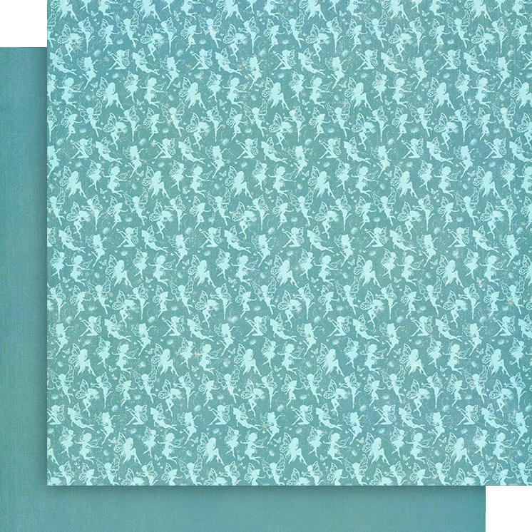 Graphic 45 - Fairy Boutique - Aero Blue Pattern & Solid Sheet 12×12 Paper