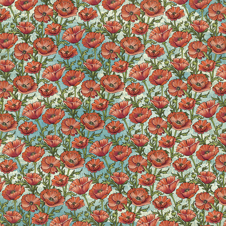 Graphic 45 - Wonder Of Oz - 12 x 12 Double Sided Paper - Field of Poppies