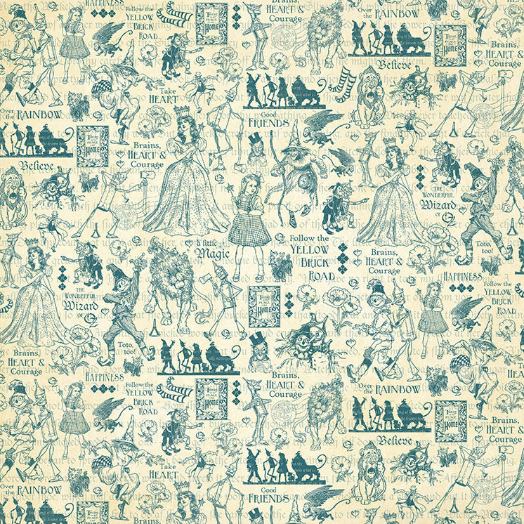 Graphic 45 - Wonder Of Oz - 12 x 12 Double Sided Paper - Brains, Heart And Courage