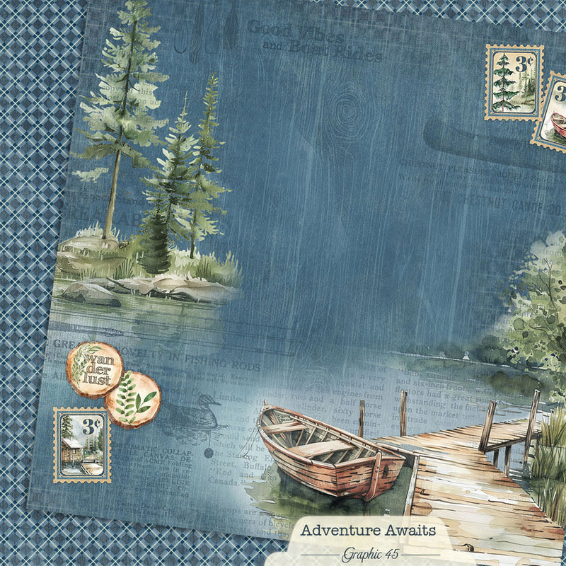 Graphic 45 - Adventure Awaits - 12 x 12 Double Sided Paper - Boat Dock Layout