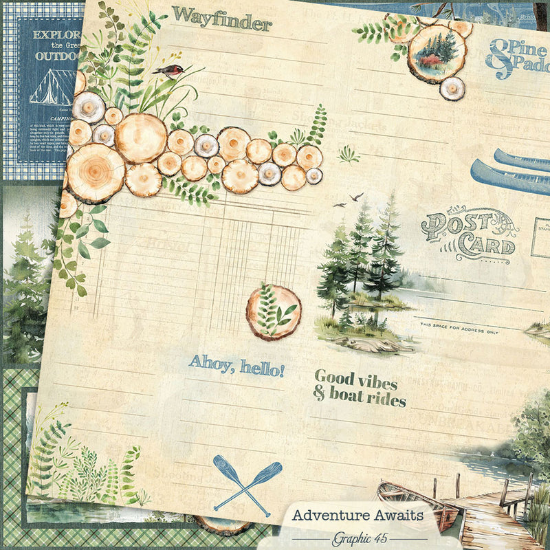 Graphic 45 - Adventure Awaits - 12 x 12 Double Sided Paper - Journaling Cut-aparts
