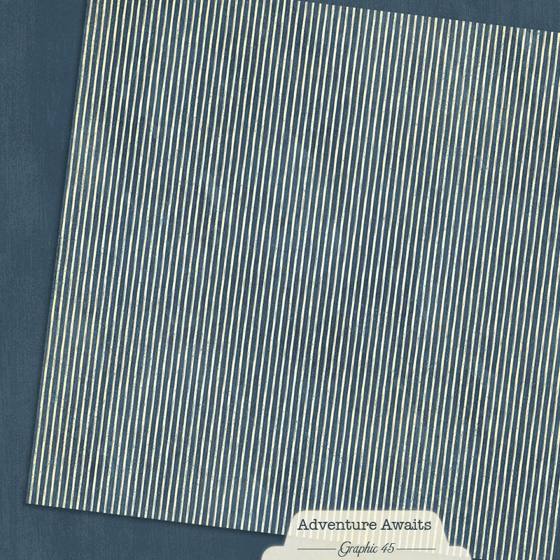 Graphic 45 - Adventure Awaits - 12 x 12 Double Sided Paper - Marine Blue Patterns and Solids