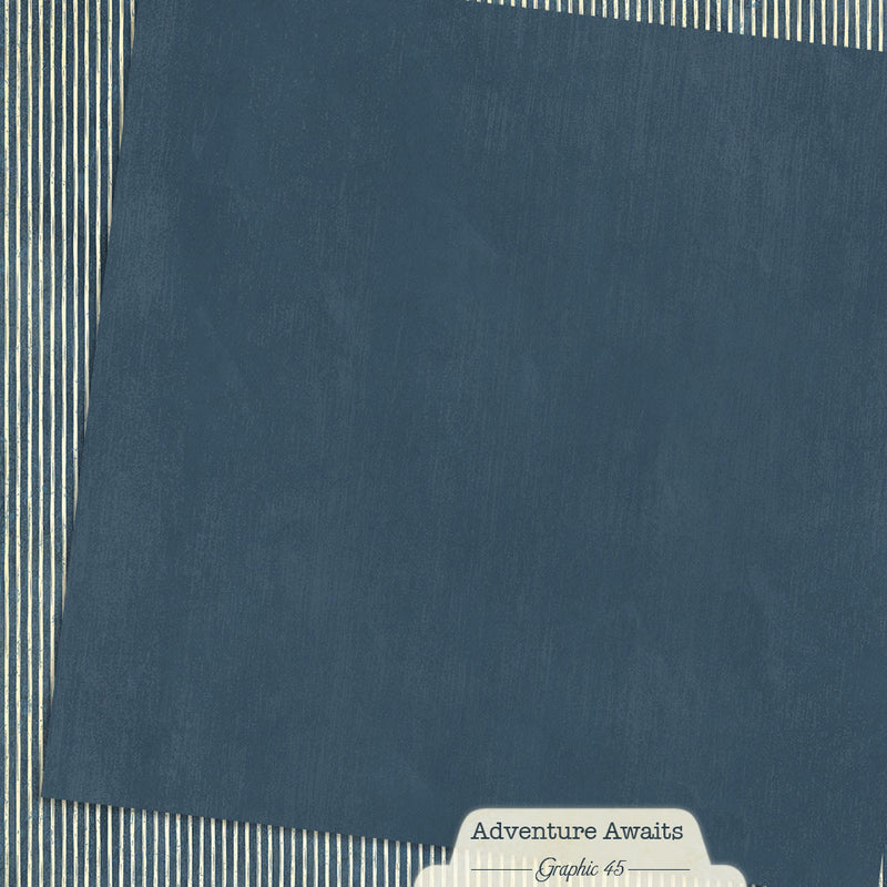 Graphic 45 - Adventure Awaits - 12 x 12 Double Sided Paper - Marine Blue Patterns and Solids