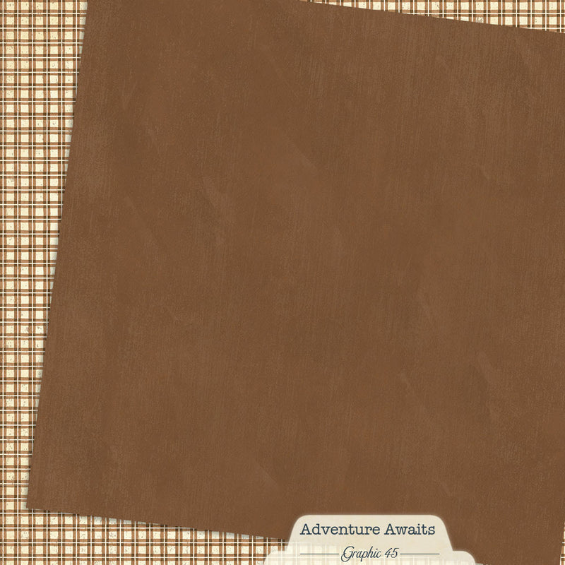 Graphic 45 - Adventure Awaits - 12 x 12 Double Sided Paper - Woodland Brown Patterns and Solids
