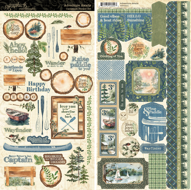 Graphic 45 - Adventure Awaits - Cardstock Stickers