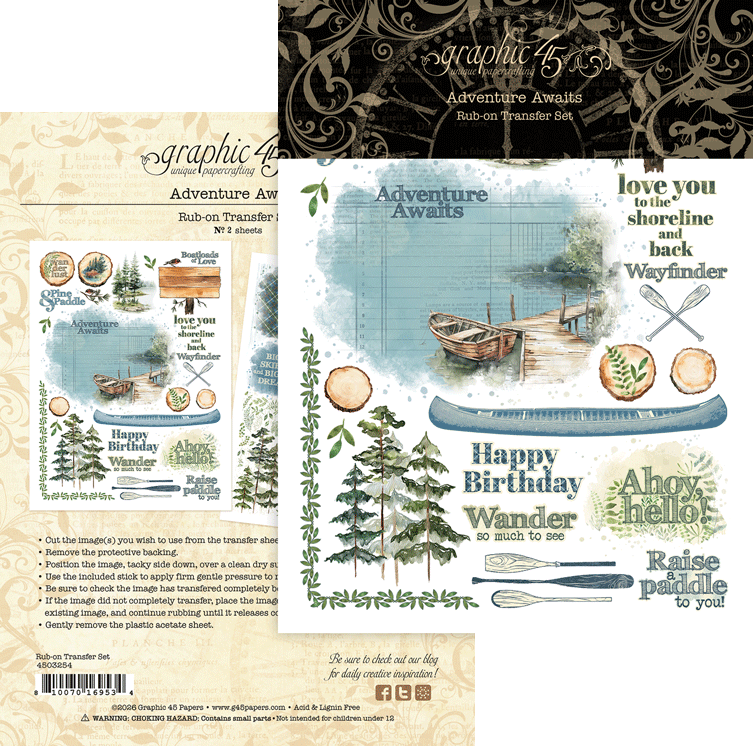 Graphic 45 - Adventure Awaits - Rub-On Transfers