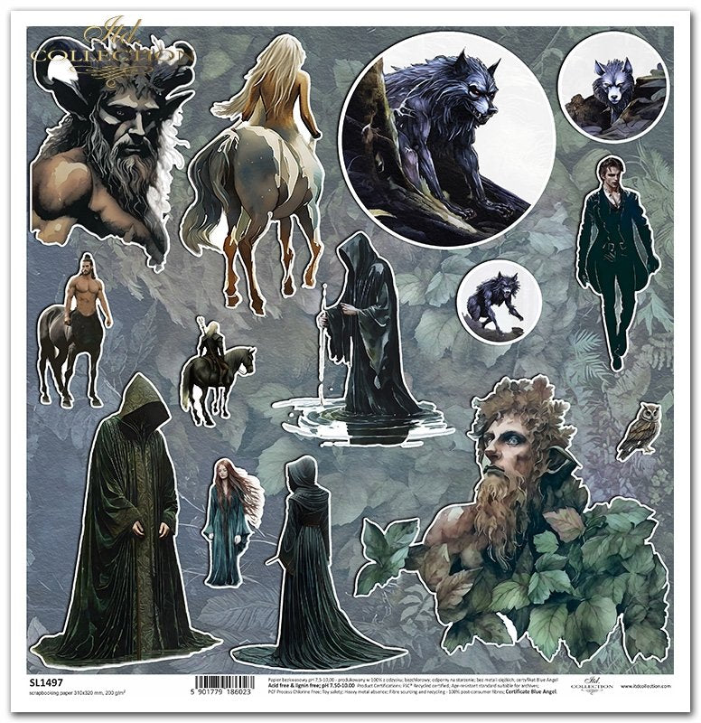 ITD Collection - Mysterious Creatures SL1497 - Scrapbooking Single Sheet