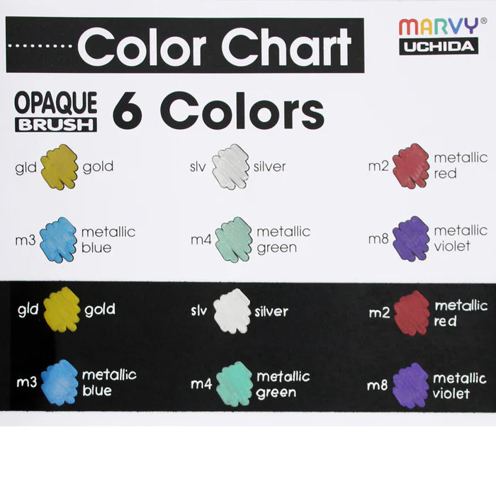 Marvy Uchida - Opaque Brush 6 Piece Set - Metallic Set