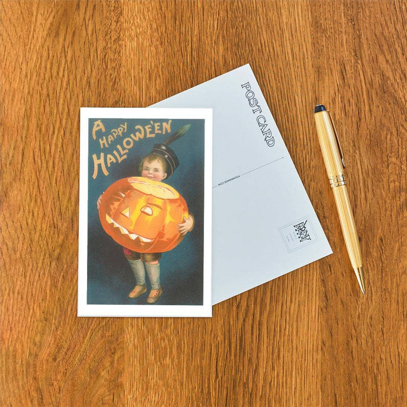 Found Image Press - Postcard - Happy Halloween, Boy with Jack O'Lantern