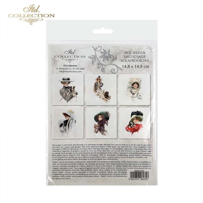 ITD Collection - Rice Paper Set Mini - Vintage Women and Dogs