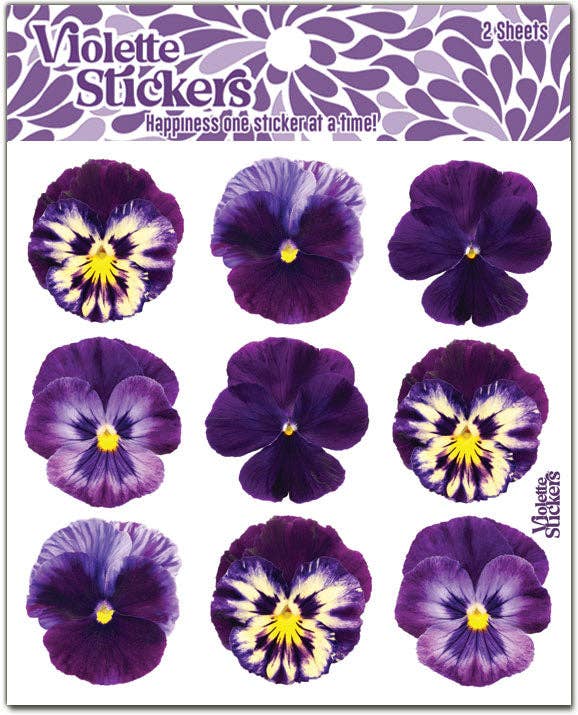 Violette Stickers - Purple Pansy Flower Stickers