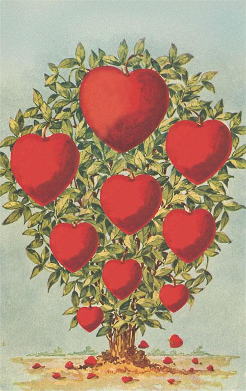 Found Image Press - Postcard - Tree with Red Hearts