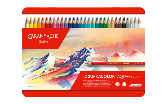 Caran d'Ache - Set of 30 Colored Pencils SUPRACOLOR™ Aquarelle in Metal Box