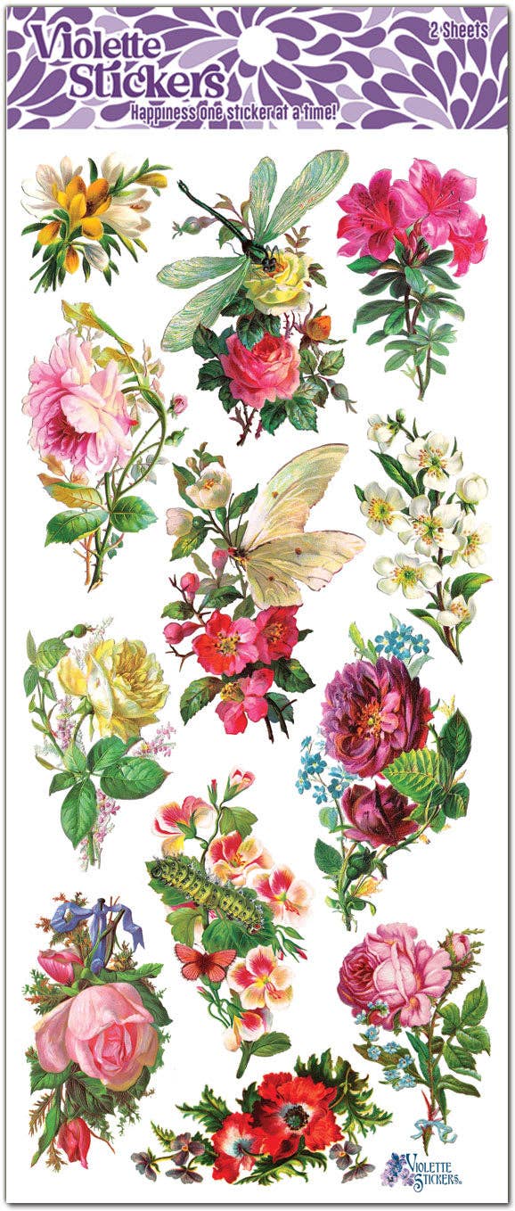 Violette Stickers - Dragonfly Roses Spring Stickers