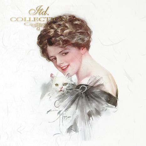 ITD Collection - Rice Paper Set Mini - Vintage Women and Cats