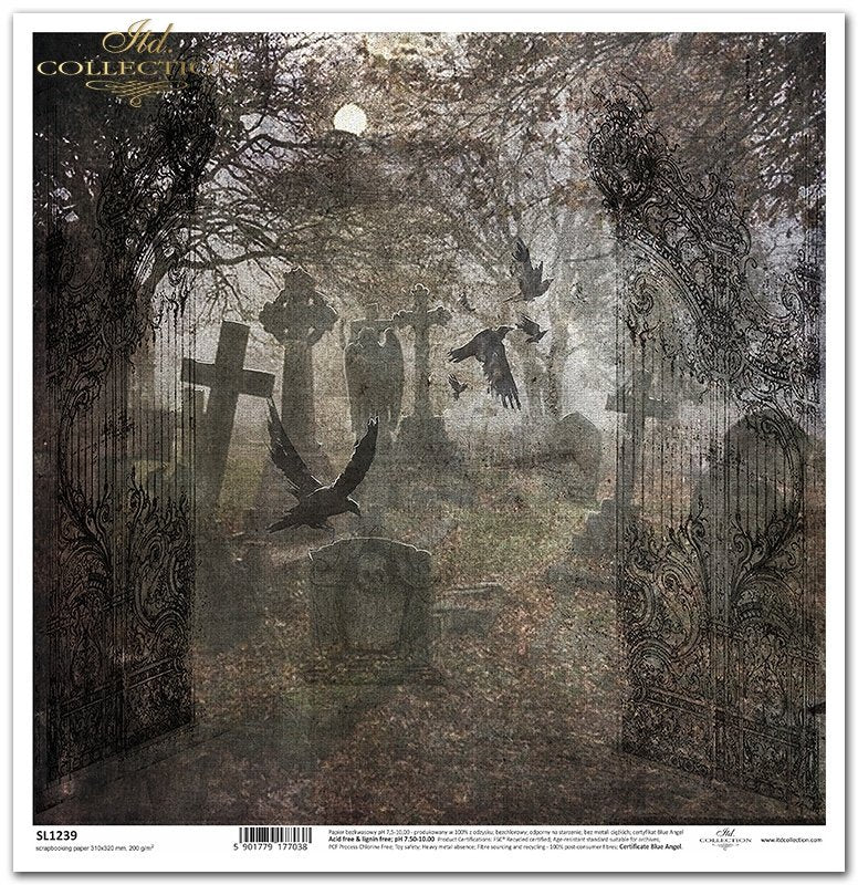 ITD Collection - Gothic Stories Graveyard Scrapbooking Single Sheet