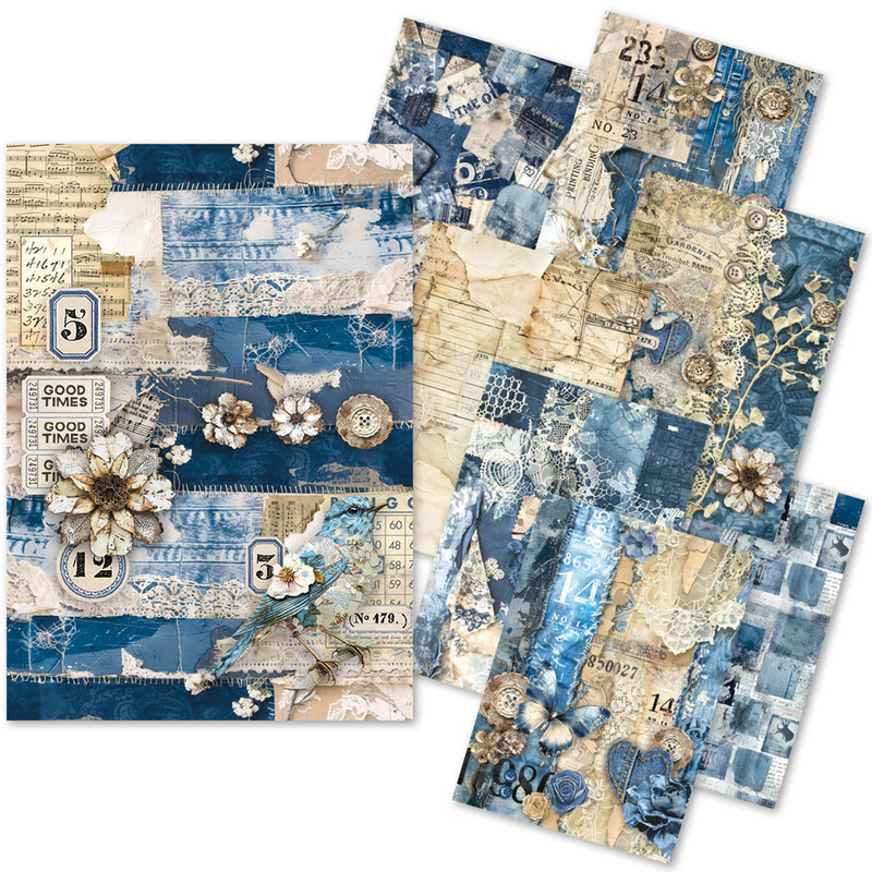 Ciao Bella - Craft Mix - Urban Blue Denim - Mixed A5 Paper Pack