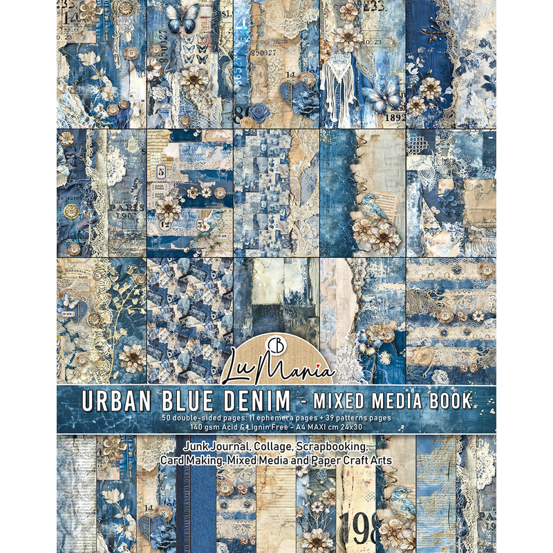 Ciao Bella - Urban Blue Denim - A4 Maxi Mixed Media Book