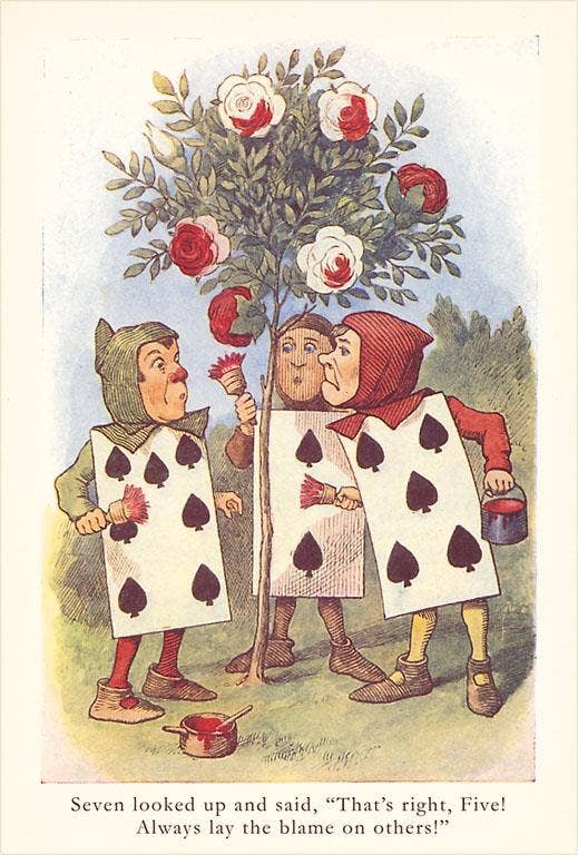 Found Image Press - Postcard - Alice in Wonderland - Painting Roses