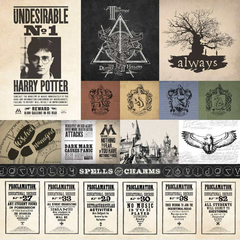 Paper House Productions - Harry Potter Parchment Tags 12 x 12 Scrapbook Paper