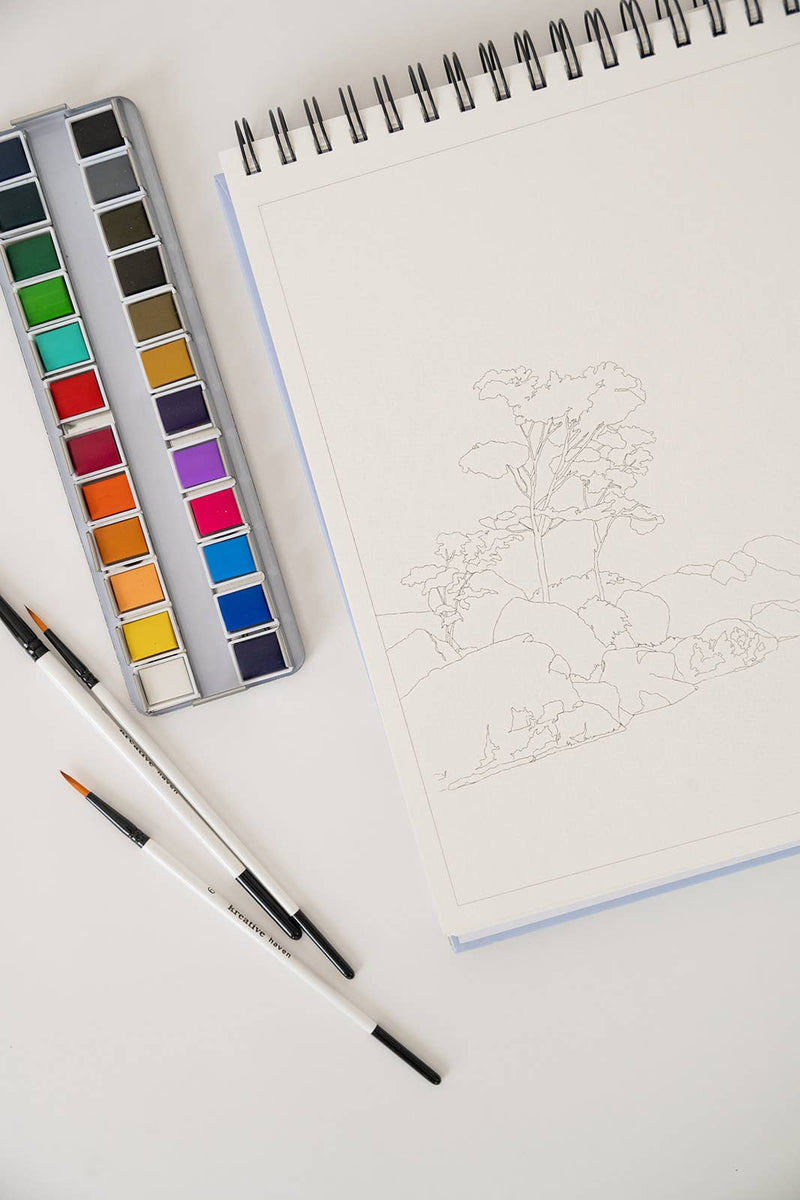 bailey rae studio - Landscape watercoloring book - outlines with video tutorials
