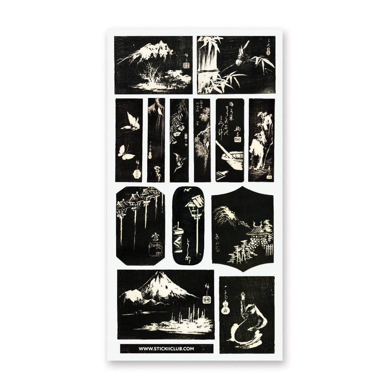 STICKII - B&W Woodblock Prints Sticker Sheet