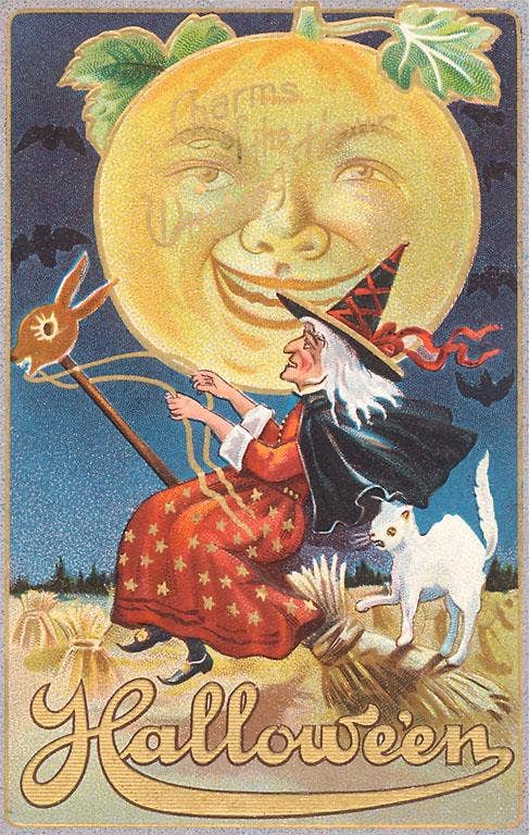 Found Image Press - Art Print - Halloween - Witch and Moon