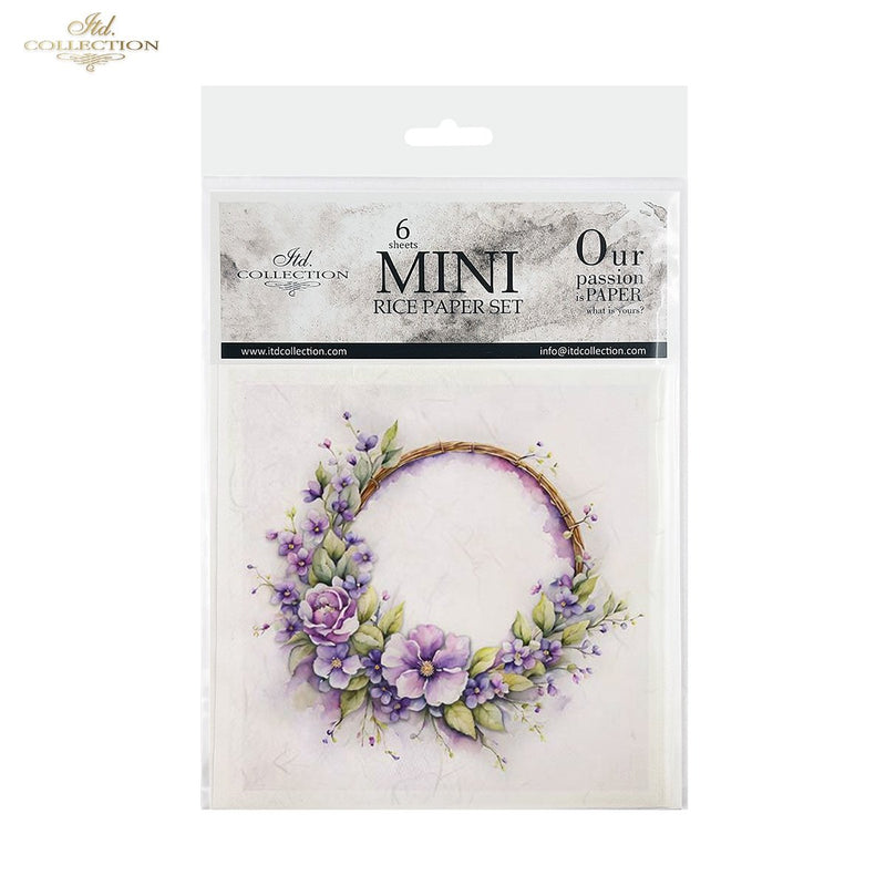 ITD Collection - Rice Paper Set Mini - Wreath of Spring Flowers Purple