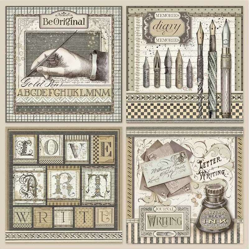Stamperia - 12 x 12 Double Sided Paper - Calligraphy Cards
