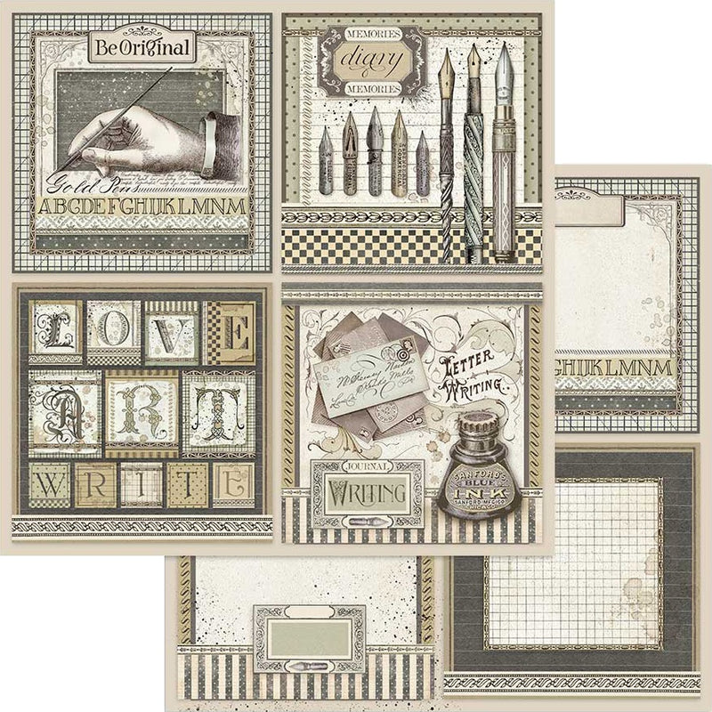 Stamperia - 12 x 12 Double Sided Paper - Calligraphy Cards
