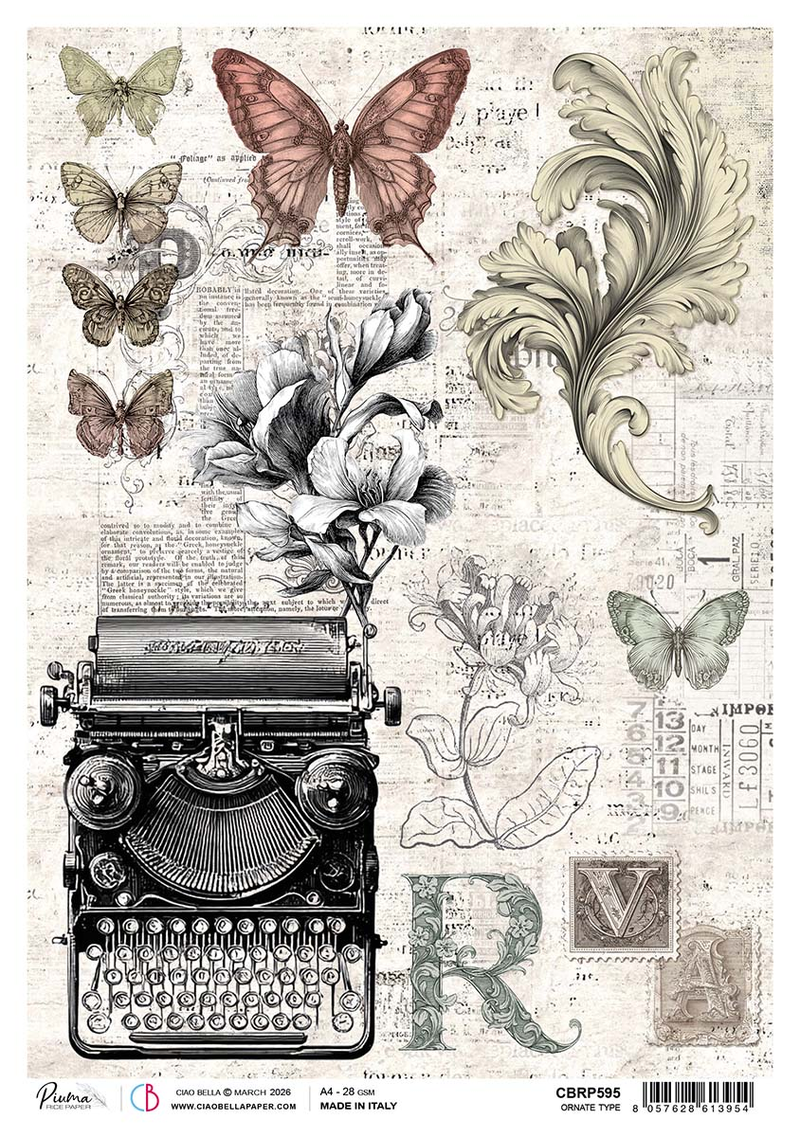 Ciao Bella - Typographic - Rice Paper - A4 Ornate Type