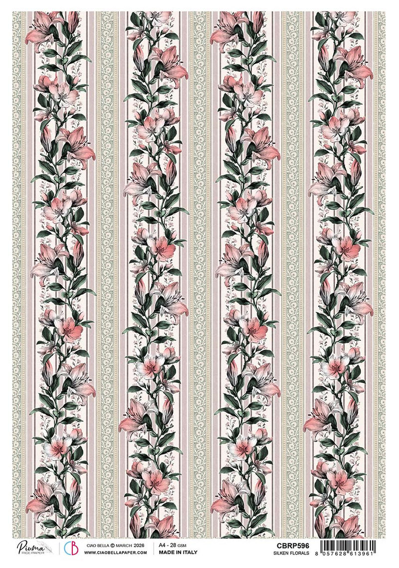 Ciao Bella - Typographic - Rice Paper - A4 Silken Florals