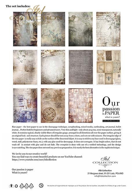 ITD Collection - Old Diary Ephemeral Moments - Rice Paper Set