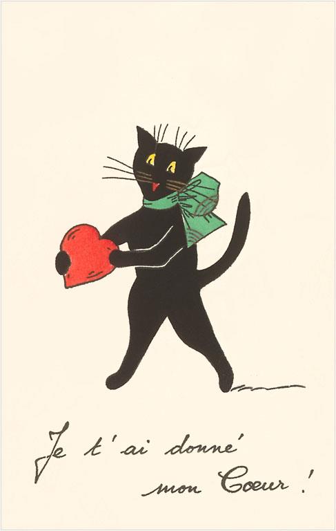 Found Image Press - Postcard - Black Cat with Heart