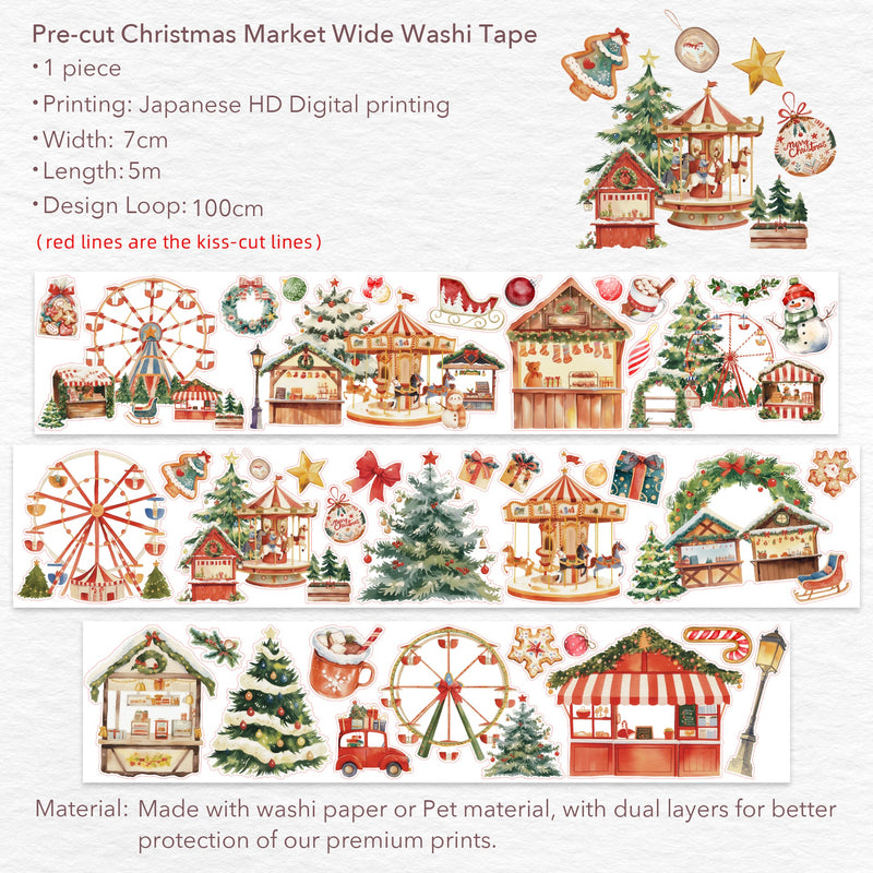 The Washi Tape Shop - Pre-cut Christmas Market Wide Washi/PET Tape