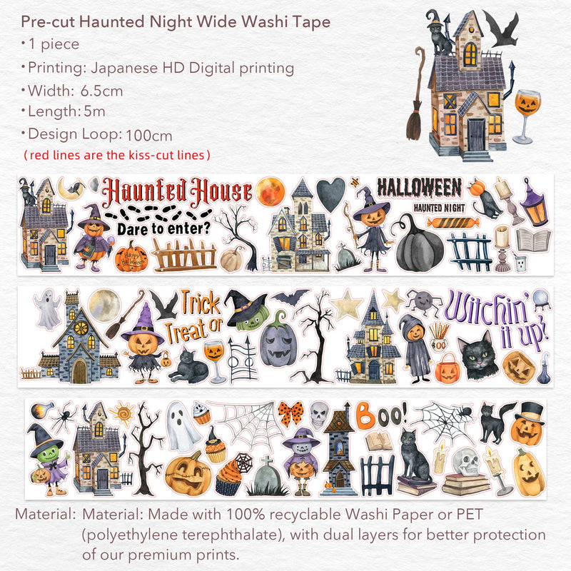 The Washi Tape Shop - Pre-cut Haunted Night Wide Washi/PET Tape
