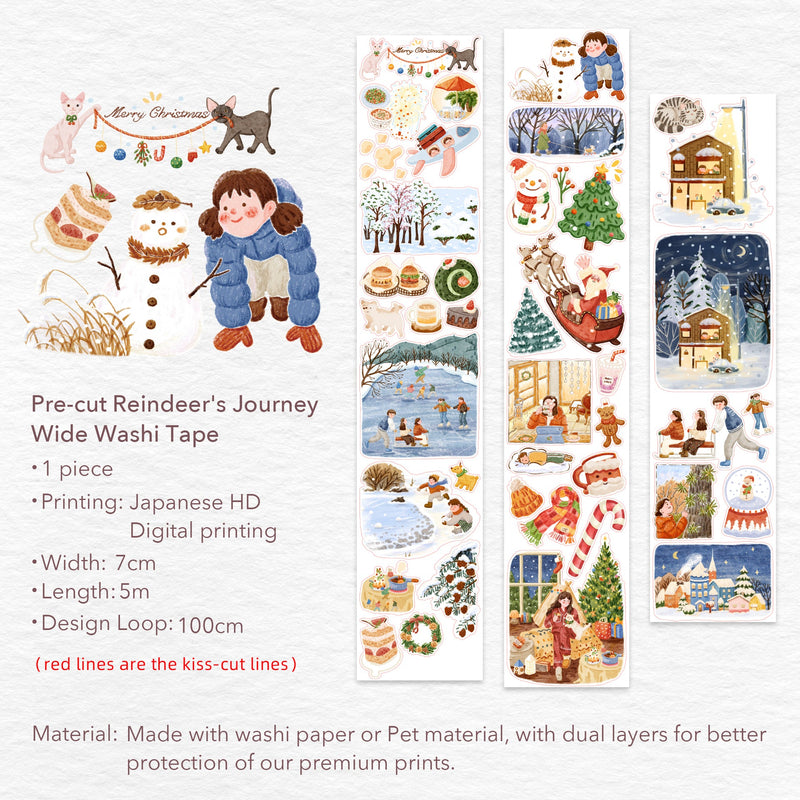 The Washi Tape Shop - Pre-cut Reindeer's Journey Wide Washi/PET Tape