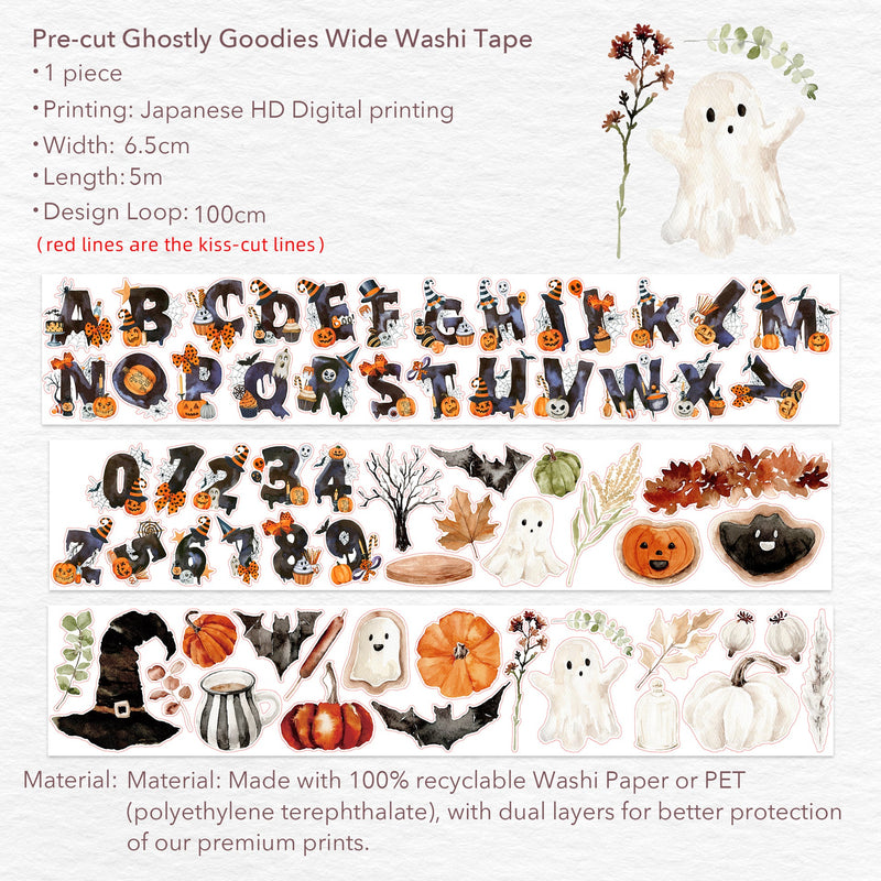The Washi Tape Shop - Pre-cut Ghostly Goodies Wide Washi/PET Tape