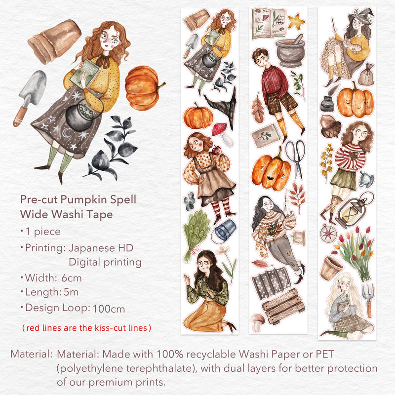 The Washi Tape Shop - Pre-cut Pumpkin Spell Wide Washi/PET Tape