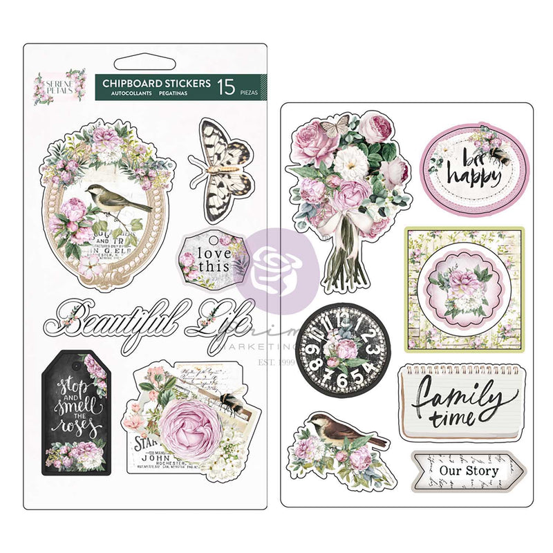 Prima Marketing - Serene Petals Collection - Chipboard Stickers - Garden Whispers