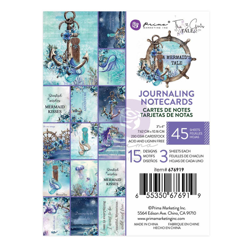Prima Marketing - A Mermaid’s Tale Collection - 3×4 Journaling Cards
