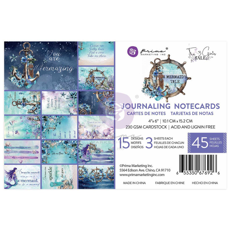 Prima Marketing - A Mermaid’s Tale Collection - 4×6 Journaling Cards