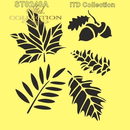 ITD Collection - Stencil - Leaves, Acorns & Pine Cones