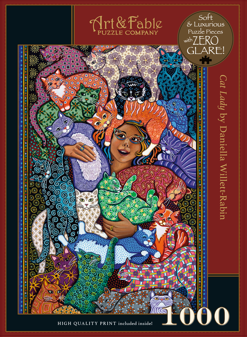 Art & Fable Puzzle Company - Cat Lady - 1000pc Velvet-Touch Puzzle