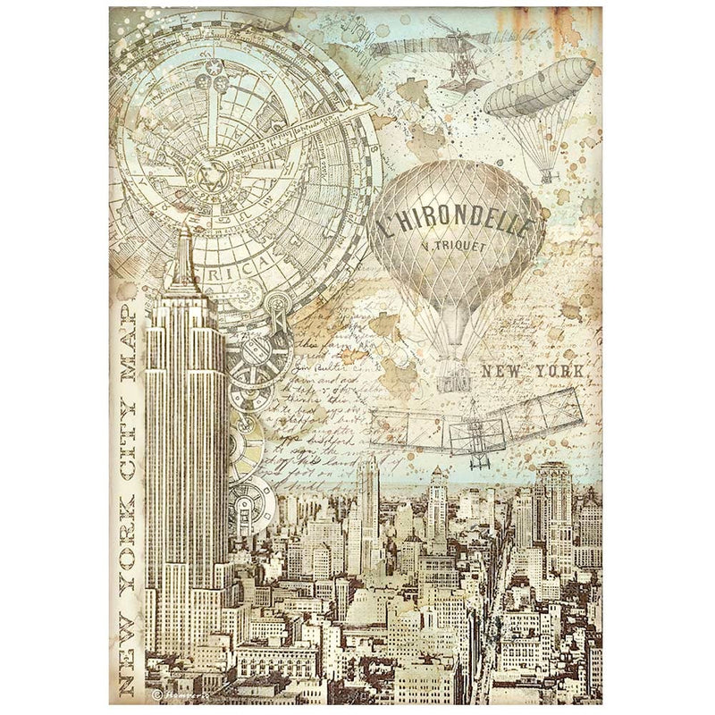 Stamperia - Sir Vagabond Aviator Collection - A4 Rice Paper - New York City Map