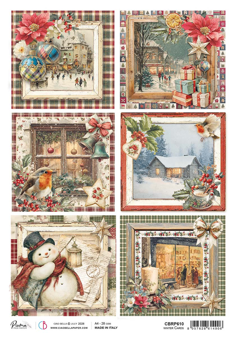 Ciao Bella - Merry & Bright - Rice Paper - A4 Winter Cards