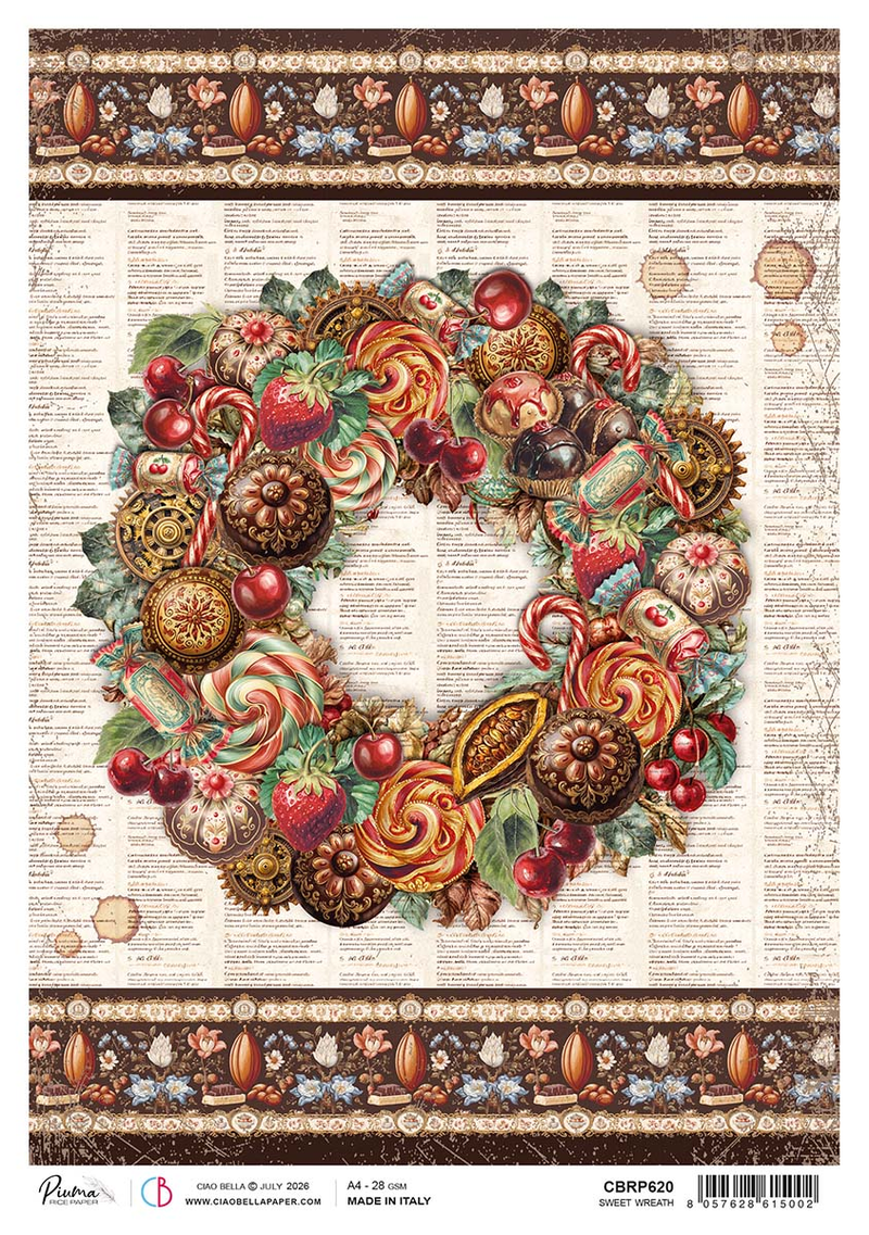 Ciao Bella - Chocolate Wanderlust - Rice Paper - A4 Sweet Wreath