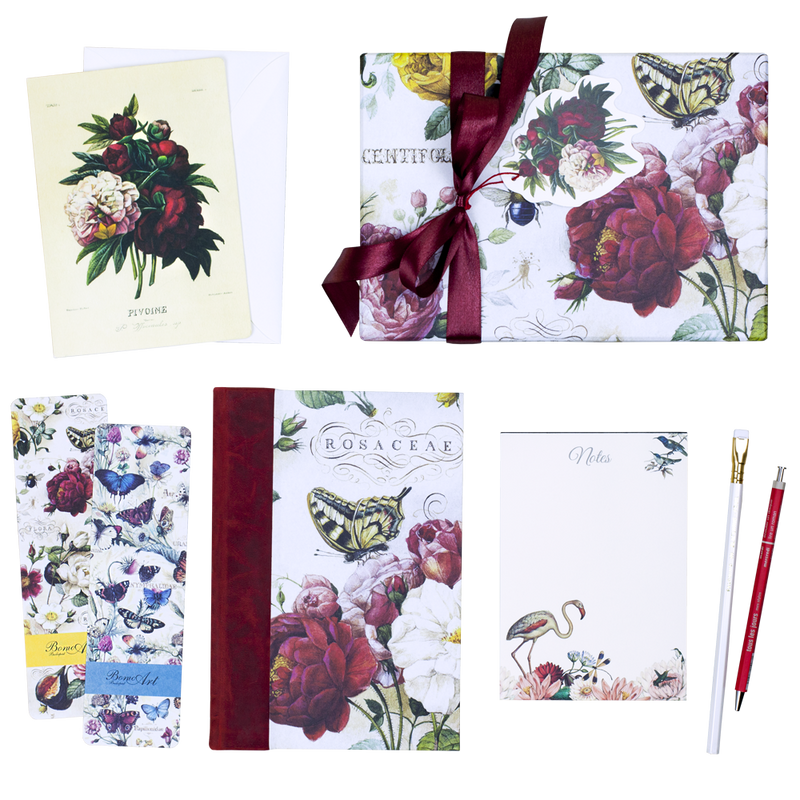 Bomo Art - Bomo Gift Set - With Half-Leather Bound Journal - Roses